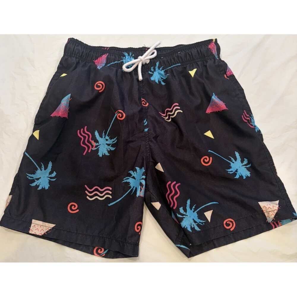 Arizon Swimtrunks Men's M Black With 90s Inspired Vibrant Pattern 6" Inseam
